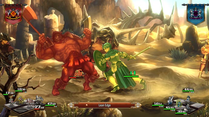 آلن در یک اسکرین شات از Unicorn Overlord به دشمن حمله می کند