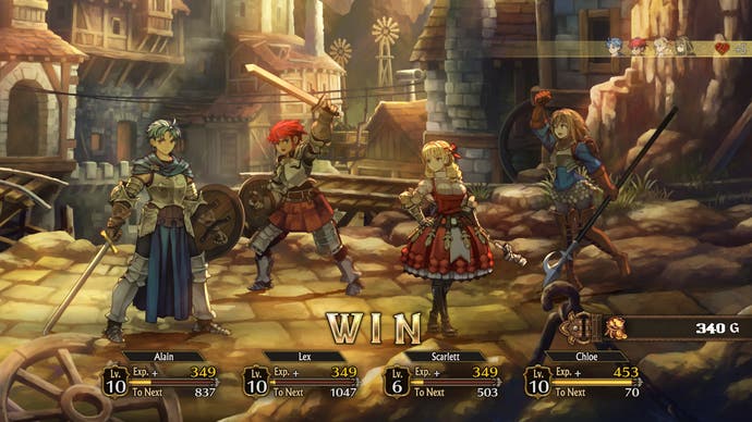 گروهی از جنگجویان در یک اسکرین شات از Unicorn Overlord یک ژست پیروزی انجام می دهند