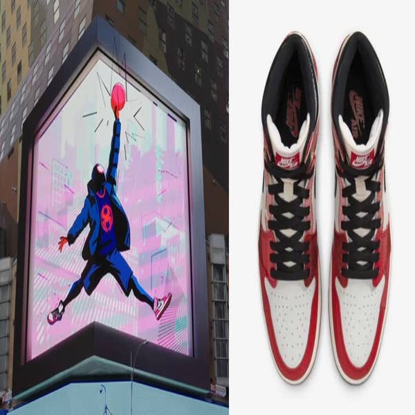 fábrica enchufe preocupación Spider-Man Nike: Miles Morales has some new Air Jordans for Across the  Spider-Verse (and a stunning Times Square billboard to go with it) |  Popverse