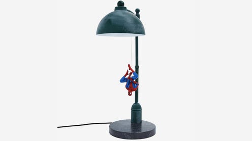 Spiderman lamp on a white background