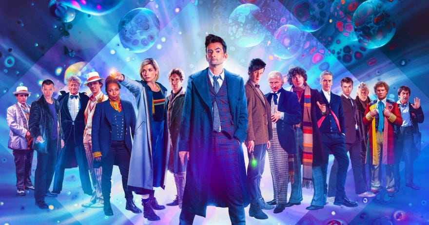 Promotional image featuring all the Doctors