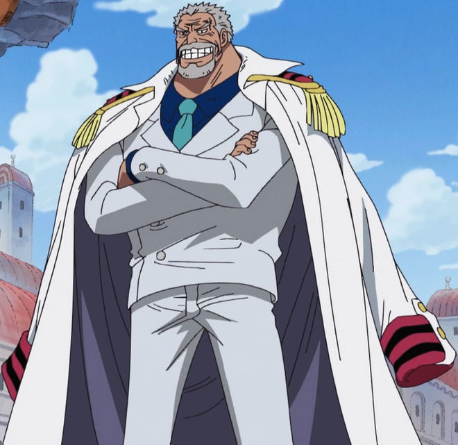 Vice Admiral Garp threatening Luffy