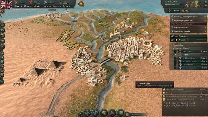 Victoria 3 review - a look at the city of Cairo and its surrounding desert area