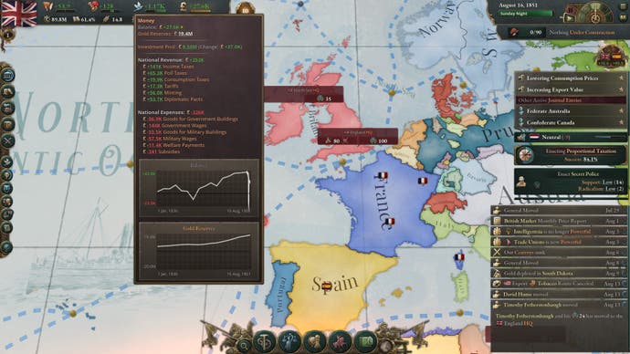 Victoria 3 review - a wider map view of north-western Europe