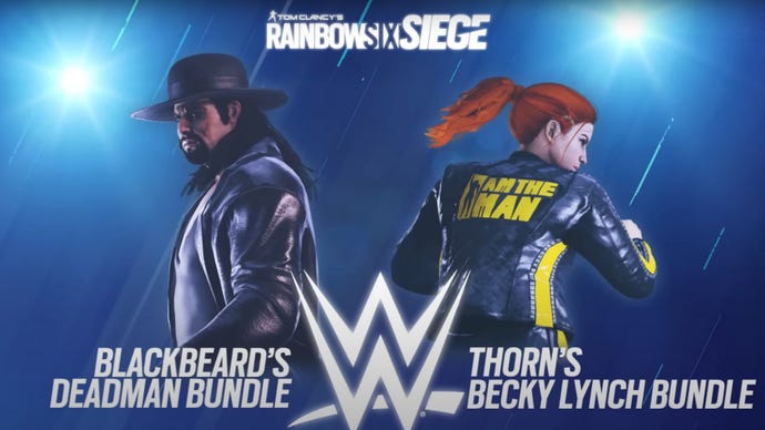 Blackbeard's The Undertaker bundle and Thorn's Becky Lynch bundle for Rainbow Six Siege are shown