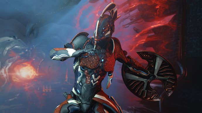 Styanax with their voidshell skin in Warframe