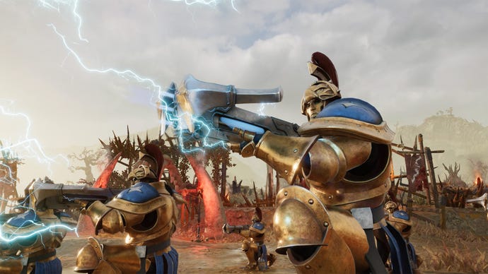 Stormcast Eternals tire des flèches au combat dans Warhammer Age Of Sigmar: Realms Of Ruin