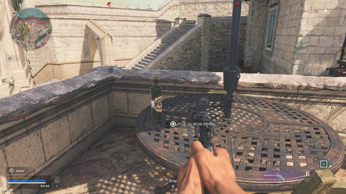 A wine bottle on a house rooftop on Fortune's Keep in Warzone Season 4