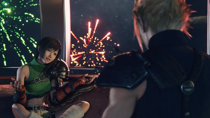 Клауд и Юффи на свидании на колесе обозрения «Золотое Блюдце» в Final Fantasy 7 Rebirth.