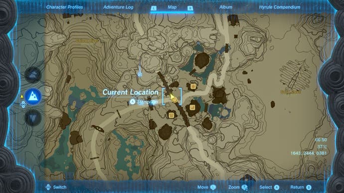 Mapa pokazująca, gdzie można kupić diament od gorona w [Noedit] The Legend of The Legend of Zelda: Tears of the Kingdom