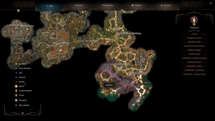 Kartenbild von Astarions Standort