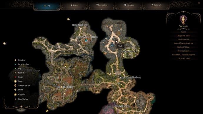 Kartenbild mit Wylls Standort