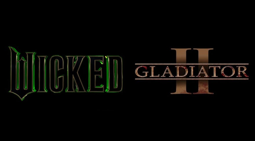L: Wicked movie logo. Right: Gladiator II logo.