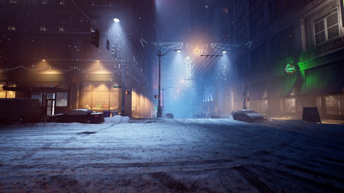 A snowy street in Vampire: The Masquerade - Bloodlines 2