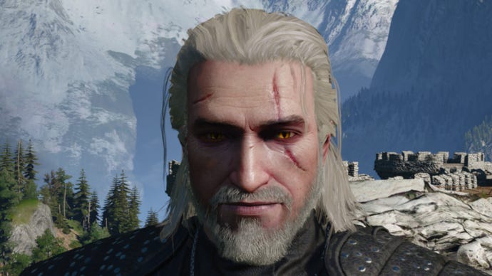 Witcher 3 image showing Geralt with a full beard.
