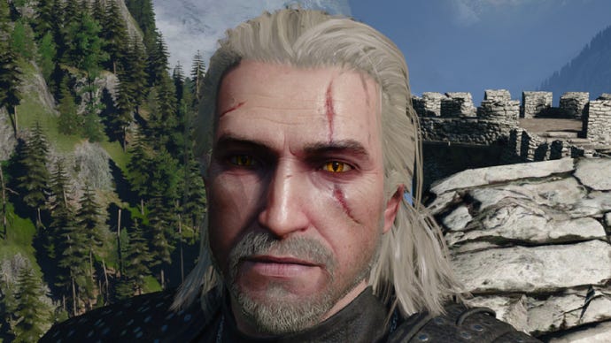 Witcher 3 image showing Geralt with a tidy beard.