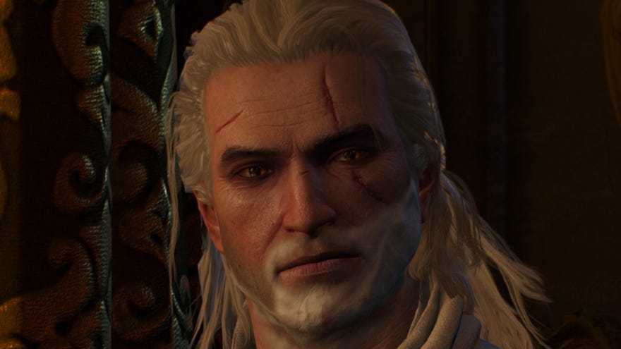 Witcher 3 image showing Geralt getting a shave.
