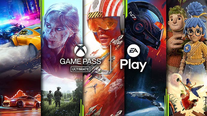 Xbox Game Pass Ultimate Promo Image mit einer Collage von Spielen