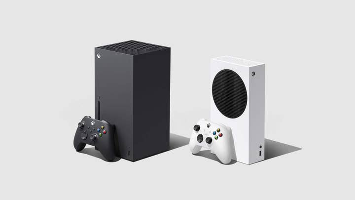 The Xbox Series X and Xbox Series S on a white background