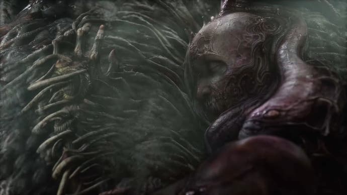 Screenshot from Scorn trailer showing strange mutated figure