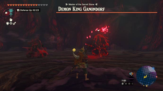 Link faces Demon King Ganondorf during the second phase of the fight in The Legend of Zelda: Tears of the Kingdom