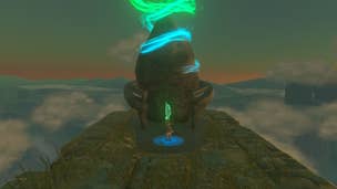 Link faces the entrance to the Gikaku Shrine in Zelda: Tears of the Kingdom