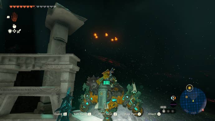Link looks up at a dark hill covered in Fire Keese in The Legend of Zelda: Tears of the Kingdom