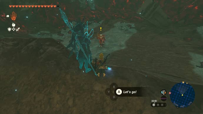 Link faces a Silver Lynel in The Depths in The Legend of Zelda: Tears of the Kingdom