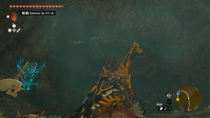 Линк смотрит на платформу в пещере в The Legend of Zelda: Tears of the Kingdom