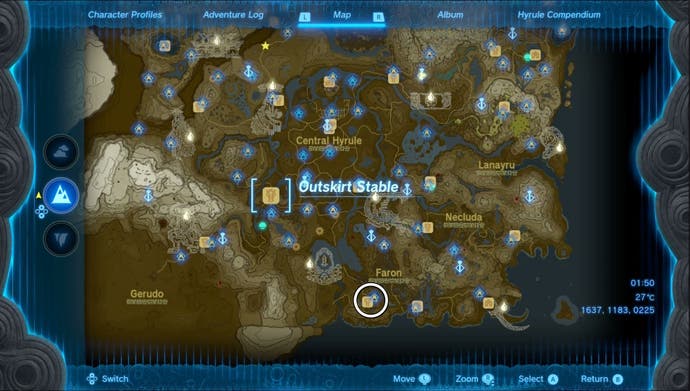 Mapa pokazująca lokalizację Dondonów w [Noedit] The Legend of The Legend of Zelda: Tears of the Kingdom