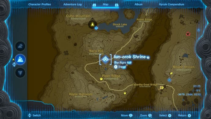 The exact Iun-orok Shrine map location in The Legend of Zelda: Tears of the Kingdom.