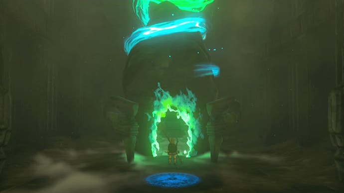 Link standing by the Iun-orok Shrine in The Legend of Zelda: Tears of the Kingdom.