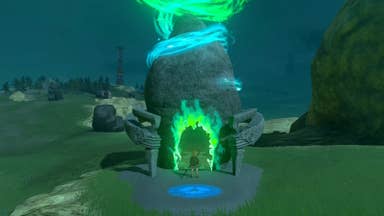 Link standing by the Runakit Shrine in The Legend of Zelda: Tears of the Kingdom.