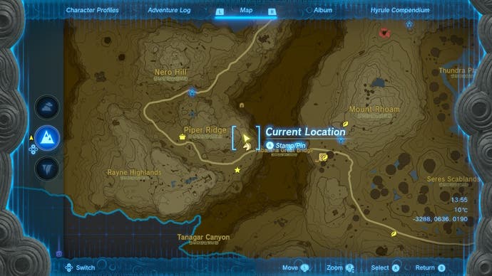 Mapa pokazująca lokalizację kamiennego talusa w [Noedit] The Legend of The Legend of Zelda: Tears of the Kingdom