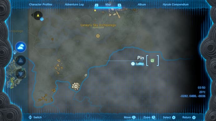 Mapa pokazująca lokalizację sanktuarium Sihajog w [Noedit] The Legend of The Legend of Zelda: Tears of the Kingdom