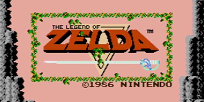 The Legend of Zelda start screen, with the logo and a rapier sword