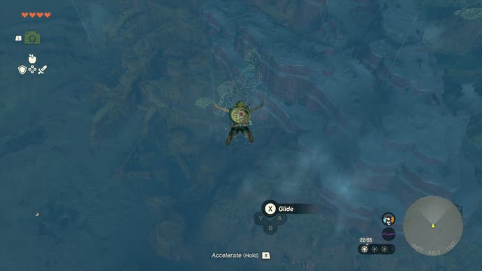 Link skydiving as he heads towards the fifth Dragon Tear location.
