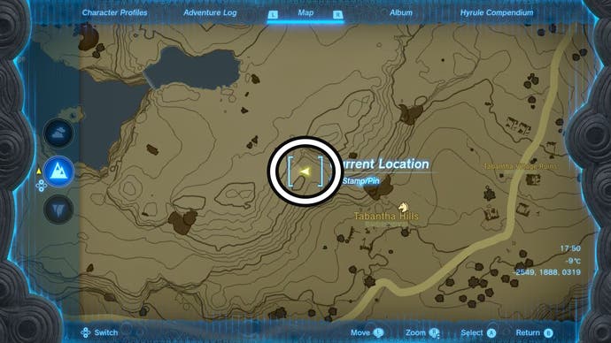 Map showing the location of the second Dragon Tear in The Legend of Zelda: Tears of the Kingdom.