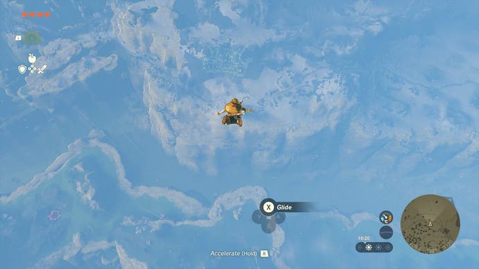 Link skydiving as he heads towards the second Dragon Tear location.