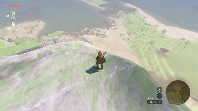 Link standing on a cliff near the location of the seventh Dragon Tear.