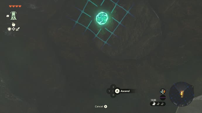 Link using his Ascend ability to get into the Sahasra Slope Skyview Tower.
