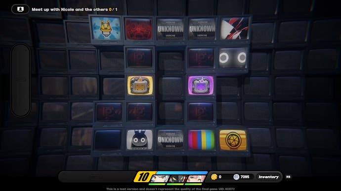 the tv minigame showing lots of little televisions joined together and different symbols in some of them represting things like coins or resources