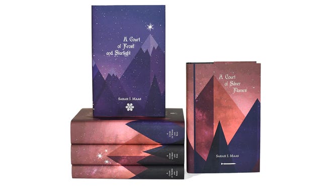The collection of A Court of Thorns and Roses books.