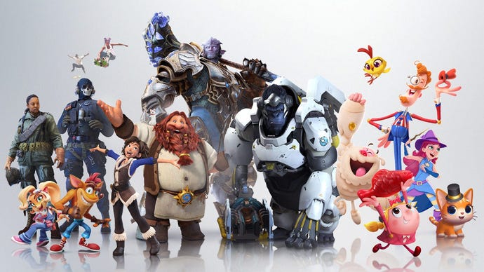 Eine Sammlung von Videospielcharakteren aus Activision Blizzard-Spielen