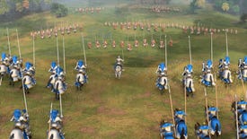 Armies about to clash in an Age of Empires 4 screenshot.