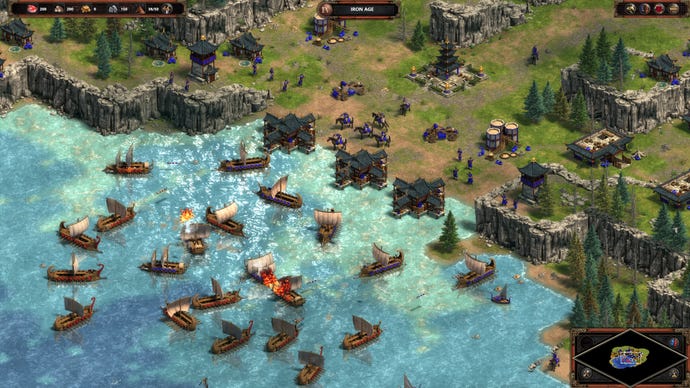Plusieurs bateaux se battent dans un port dans l'âge d'empires: édition définitive