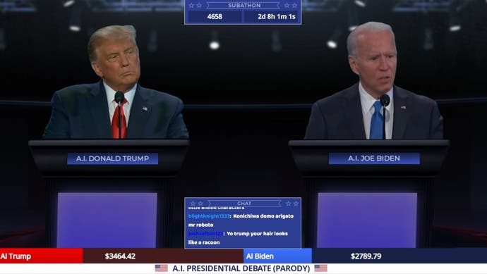 AI presidential debate on Twitch