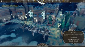 Three propellers on the back of a flying city, two of which have frozen thermometer symbols above them in the Airborne Kingdom: The Lost Tundra DLC.