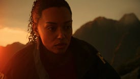 A close up on Saga Anderson, an FBI agent and co-protagonist of Alan Wake 2. She's a Black woman in her 30s with her hair tied back in a ponytail
