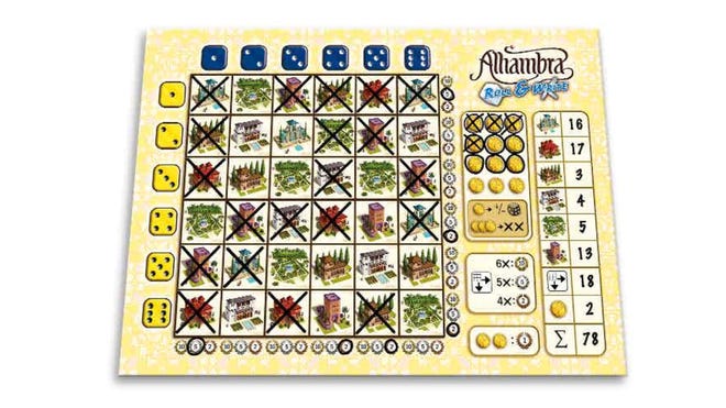 Alhambra: Roll & Write board game layout
